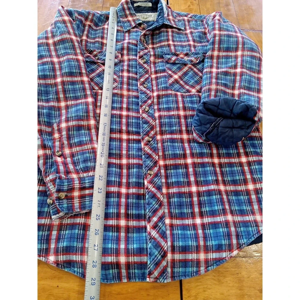 Vintage Northwest Territory Flannel Shacket Men's M Plaid Red Blue Lined Shirt